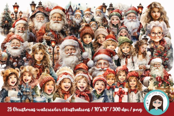 Download Watercolor Christmas Illustrations - Christmas illustrations Collection