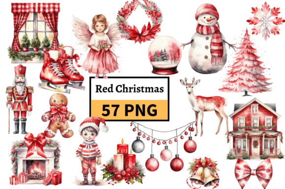 Download Red Christmas Illustrations Clipart PNG - Christmas illustrations Collection